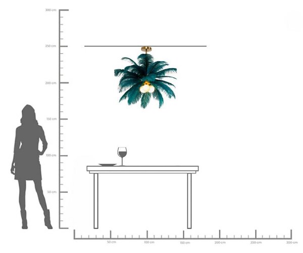 KARE Lampa wisząca designerska Feather Palm, możliwość ściemniania, zielony, salon / jadalnia, design