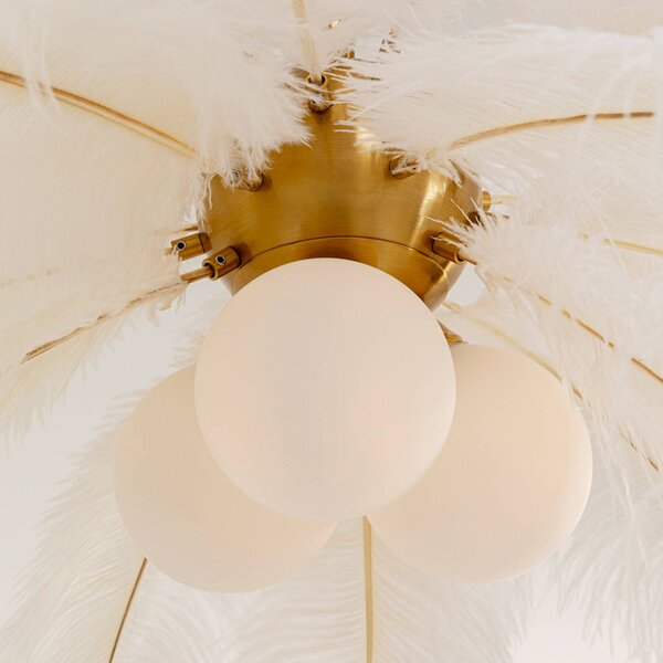 KARE Lampa wisząca designerska Feather Palm, możliwość ściemniania, biały / opal, salon / jadalnia, design