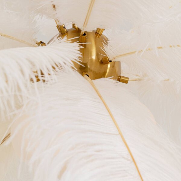 KARE Lampa wisząca designerska Feather Palm, możliwość ściemniania, biały / opal, salon / jadalnia, design
