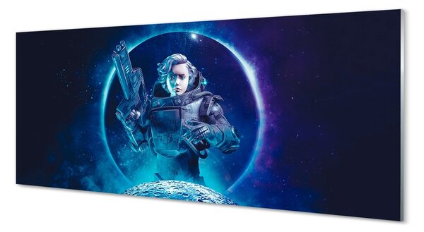 Obraz na szkle Kosmos kobieta księżyc
