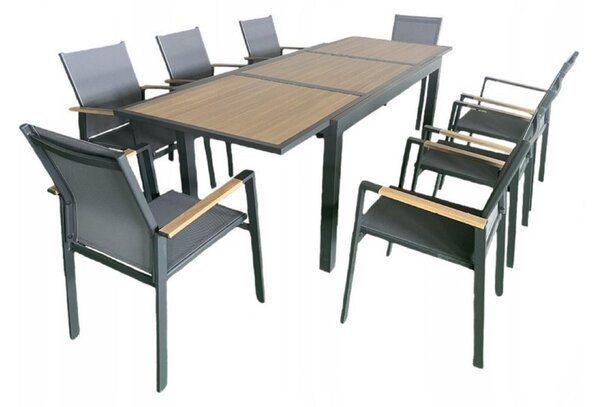 Zestaw mebli ogrodowych rozkładany stół 160/240 cm 8 krzeseł GRILL&GARDEN