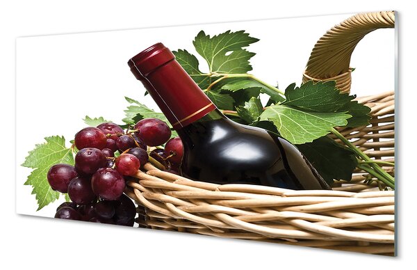 Obraz na szkle Kosz winogrona wino