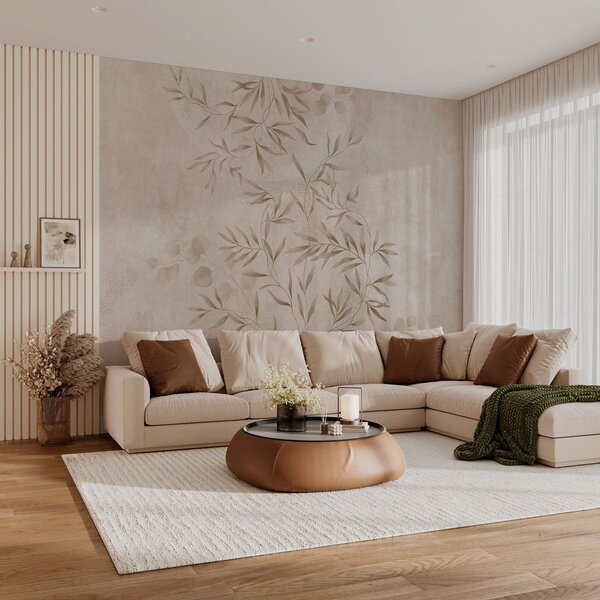 Fototapety Wzór roślinny w odcieniach beżu i brązu, Fototapety Akwarele, w05424v2 : Uwalls.pl