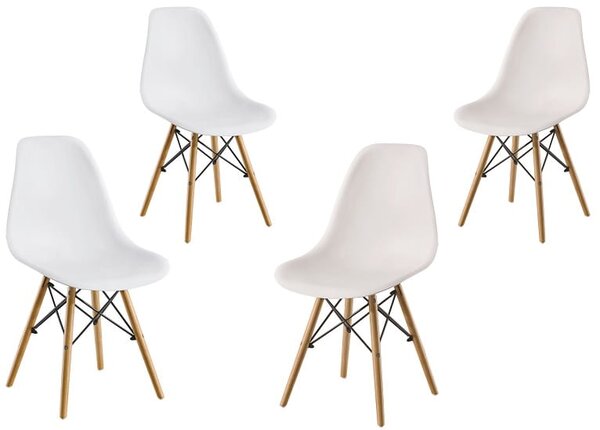 Zestaw 4 x krzesło ENZO Paris drewniane nogi białe