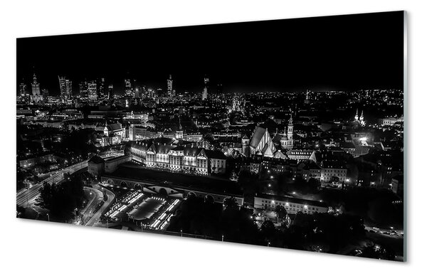 Obraz na szkle Warszawa Panorama noc wieżowce