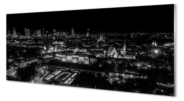 Obraz na szkle Warszawa Panorama noc wieżowce