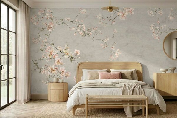 Fototapety Kwiatowe motywy w stylu chinoiserie na szarym tle, Fototapety Vintage, w05427v1 : Uwalls.pl