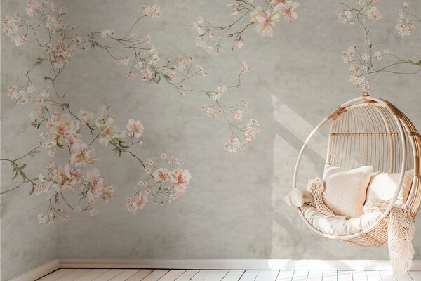 Fototapety Kwiatowe motywy w stylu chinoiserie na szarym tle, Fototapety Vintage, w05427v1 : Uwalls.pl