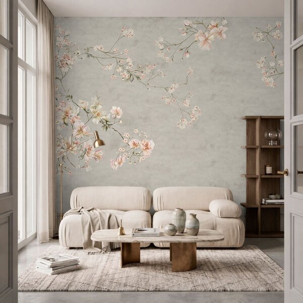 Fototapety Kwiatowe motywy w stylu chinoiserie na szarym tle, Fototapety Vintage, w05427v1 : Uwalls.pl