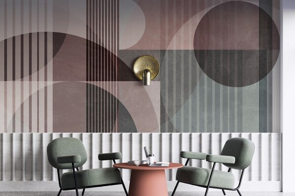Fototapety Abstrakcyjne figury geometryczne złożone z okręgów i linii, stonowana kolorystyka,, Fototapety Geometryczne, w09834v1 : Uwalls.pl