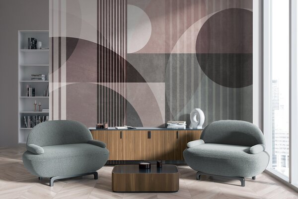 Fototapety Abstrakcyjne figury geometryczne złożone z okręgów i linii, stonowana kolorystyka,, Fototapety Geometryczne, w09834v1 : Uwalls.pl