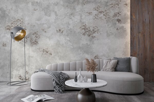 Fototapety Tekstura tynku w stylu grunge z fragmentami odsłoniętej cegły, Fototapety w stylu industrialnym, w05161 : Uwalls.pl