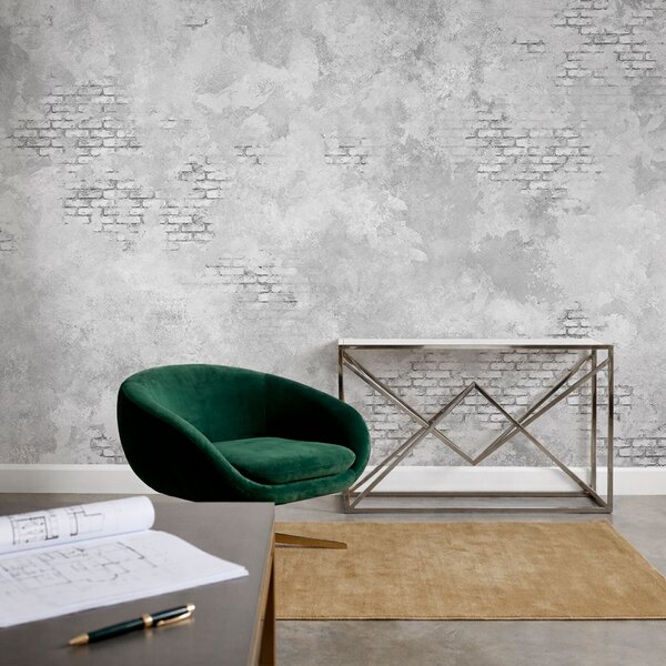 Fototapety Szary tynk w stylu grunge z fragmentami odsłoniętej cegły, Fototapety w stylu industrialnym, w05161v2 : Uwalls.pl