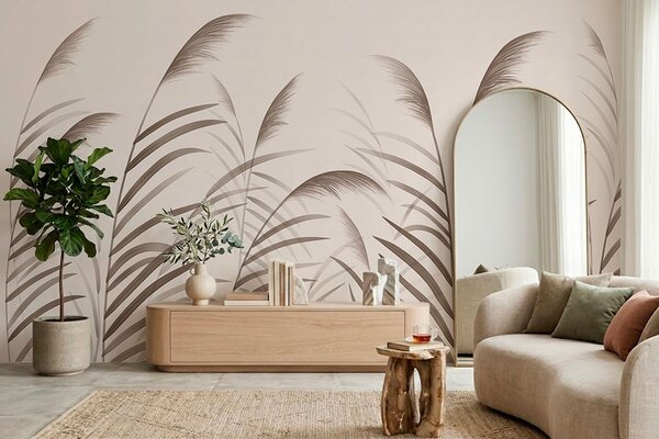 Fototapety Minimalistyczne sylwetki z trzciny w odcieniach beżu, Tapety Wyjątkowe, w05432 : Uwalls.pl
