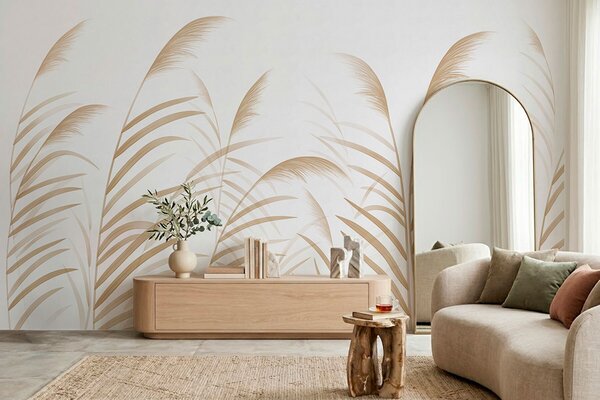 Fototapety Trawy w stylu minimalistycznym w jasnych odcieniach beżu, Tapety Wyjątkowe, w05432v1 : Uwalls.pl