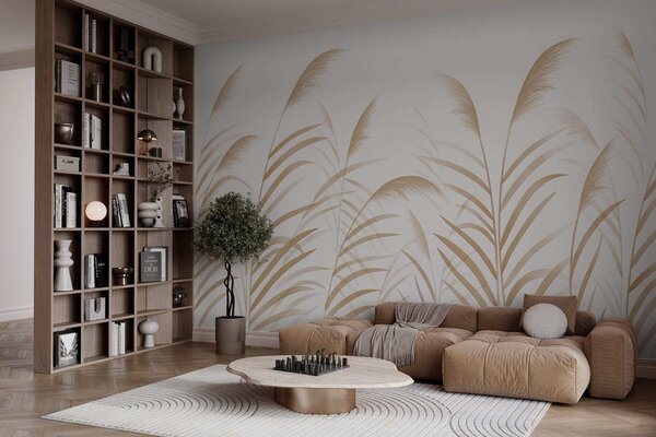 Fototapety Trawy w stylu minimalistycznym w jasnych odcieniach beżu, Tapety Wyjątkowe, w05432v1 : Uwalls.pl