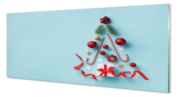 Obraz na szkle Prezent bombki słodycze dekoracje