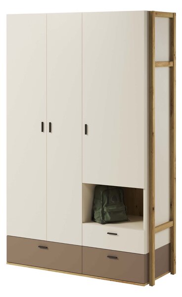 EMWOmeble Szafa młodzieżowa LENNY LY-01 dąb artisan/beż/truflowy