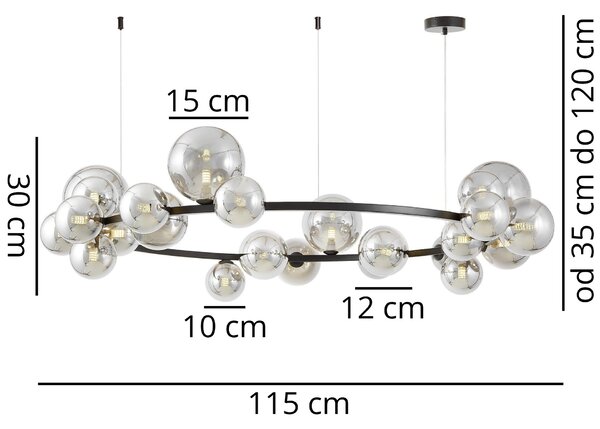 NOWOCZESNA LAMPA WISZĄCA CZARNO-DYMIONY MERIDO W24