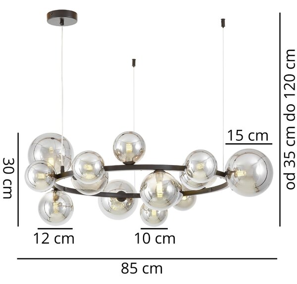 NOWOCZESNA LAMPA WISZĄCA CZARNO-DYMIONY MERIDO W15
