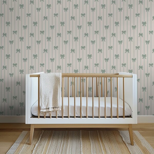 Tapety Zielone kokardki na beżowym tle w paski, Tapety Geometryczne, Tapety w paski, a01162v1 : Uwalls.pl