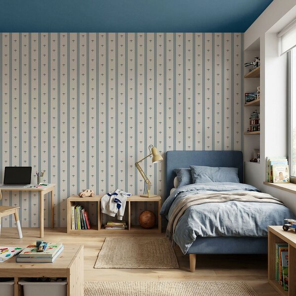 Tapety Małe samoloty w paski na niebieskim tle, Tapety Geometryczne, Tapety w paski, a01171 : Uwalls.pl