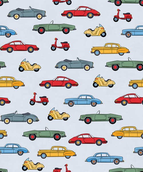 Tapety Samochody i skutery w stylu retro na niebieskim tle, Tapety vintage, a01172v2 : Uwalls.pl