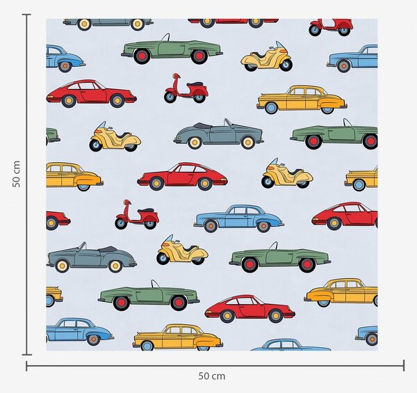 Tapety Samochody i skutery w stylu retro na niebieskim tle, Tapety vintage, a01172v2 : Uwalls.pl