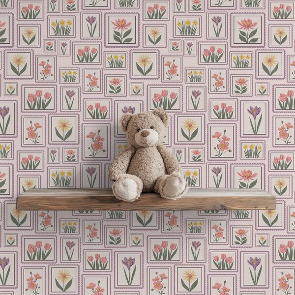 Tapety Oprawione w ramki ilustracje kwiatowe w odcieniach bzu, Tapety Z kwiatami, a01173v2 : Uwalls.pl