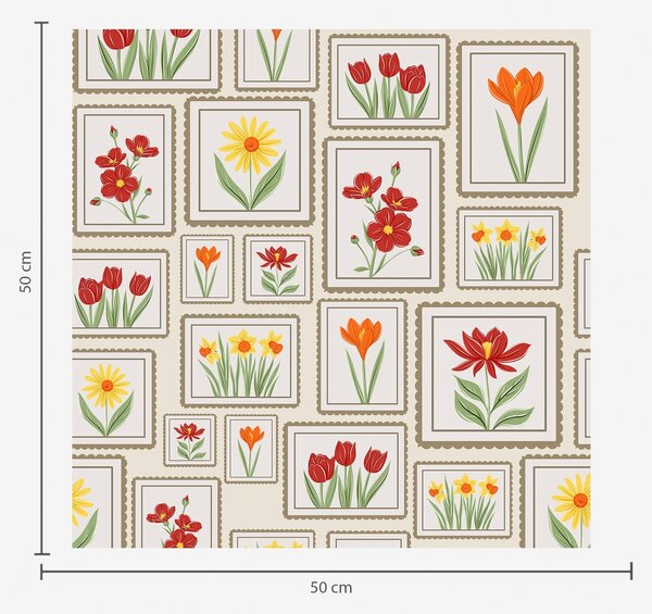 Tapety Oprawione w ramki ilustracje kwiatowe w ciepłych barwach, Tapety Z kwiatami, a01173 : Uwalls.pl
