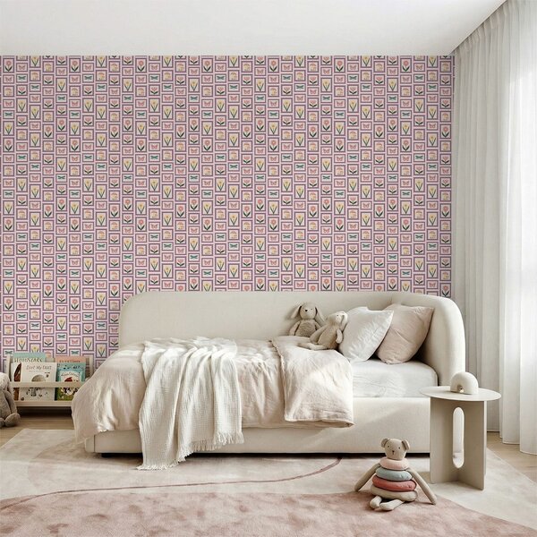 Tapety Ilustracje w ramkach w odcieniach bzu, Tapety Z kwiatami, a01175v1 : Uwalls.pl