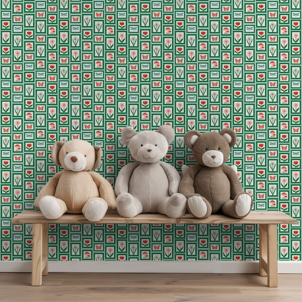Tapety Kwiaty, grzyby i motyle w ramkach, Tapety Z kwiatami, a01175 : Uwalls.pl