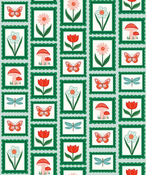 Tapety Kwiaty, grzyby i motyle w ramkach, Tapety Z kwiatami, a01175 : Uwalls.pl