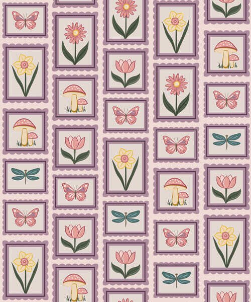 Tapety Ilustracje w ramkach w odcieniach bzu, Tapety Z kwiatami, a01175v1 : Uwalls.pl
