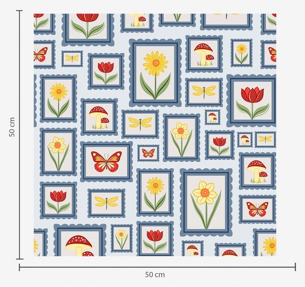 Tapety Ilustracje w ramkach na niebieskim tle, Tapety Z kwiatami, a01176 : Uwalls.pl