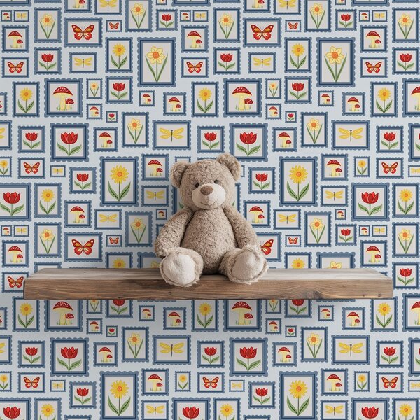 Tapety Ilustracje w ramkach na niebieskim tle, Tapety Z kwiatami, a01176 : Uwalls.pl