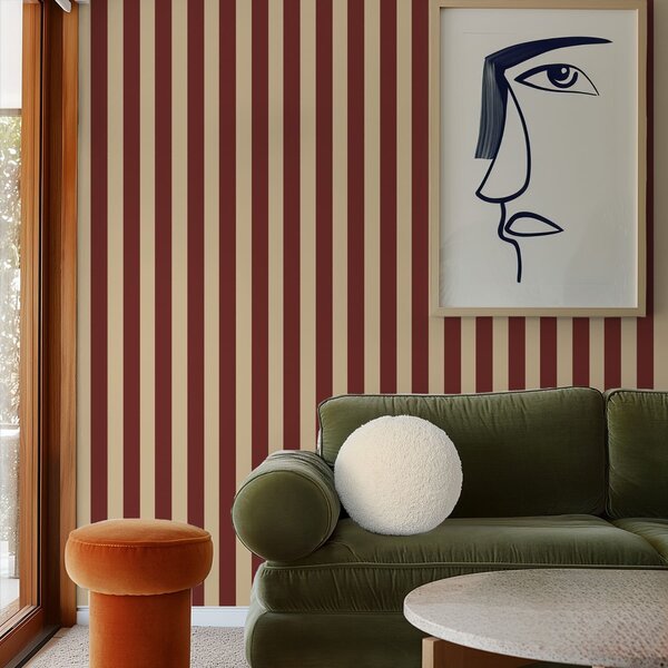 Tapety Czerwone i beżowe pionowe paski, Tapety Geometryczne, Tapety w paski, a01179 : Uwalls.pl