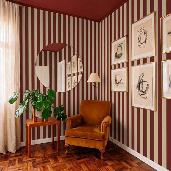 Tapety Czerwone i beżowe pionowe paski, Tapety Geometryczne, Tapety w paski, a01179 : Uwalls.pl
