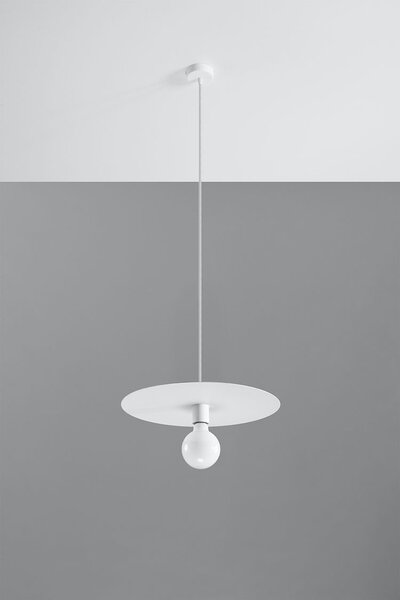 Biała industrialna lampa wisząca rondo M5-K88