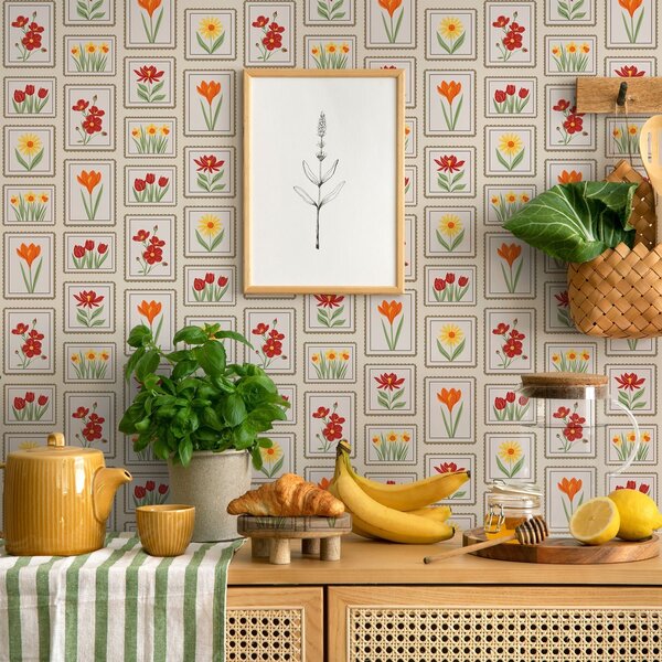 Tapety Jasne, oprawione w ramki ilustracje kwiatowe, Tapety Z kwiatami, a01174v1 : Uwalls.pl