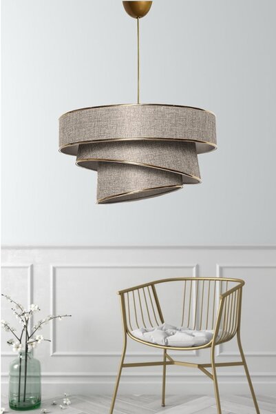 Lampa wisząca w beżowo-złotym kolorze z tekstylnym kloszem ø 40 cm Couper – Opviq lights
