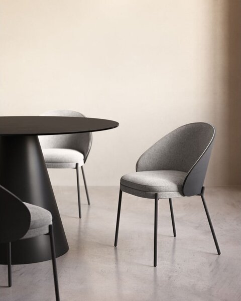 Czarny/szary tapicerowany fotel jadalniany Eamy – Kave Home