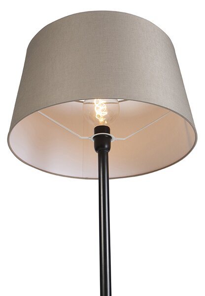 Lampa stojąca czarna z abażurem z lnu w kolorze taupe 45 cm - Simplo