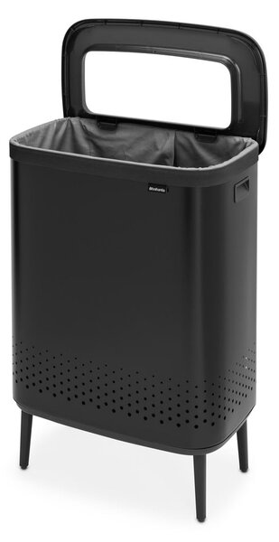 Metalowy kosz na pranie w kolorze matowej czerni 90 l Bo Hi – Brabantia