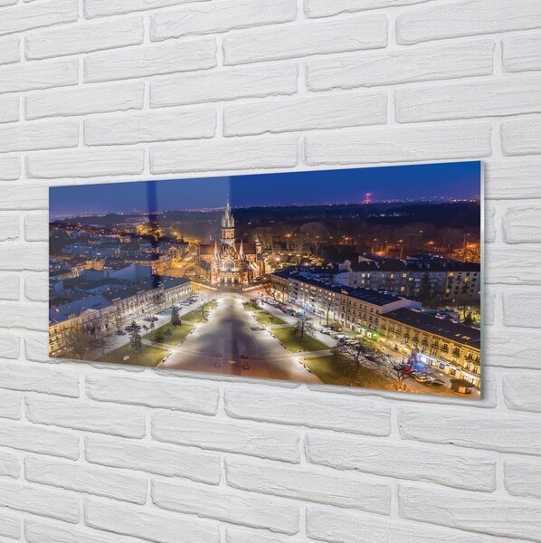 Obraz na szkle Kraków Noc kościół panorama