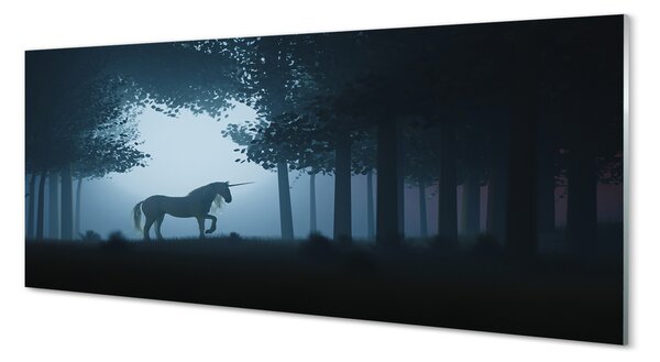 Obraz na szkle Las noc jednorożec
