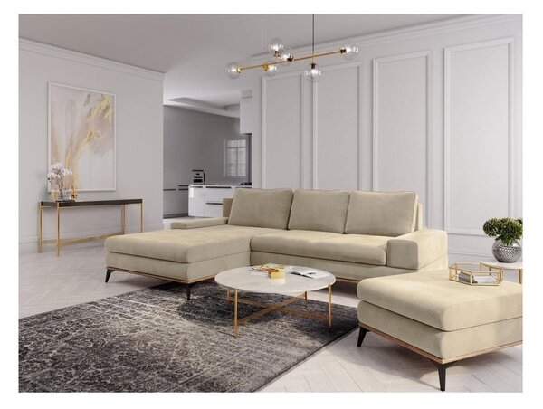 Beżowy rozkładany narożnik Windsor & Co Sofas Planet, lewostronny