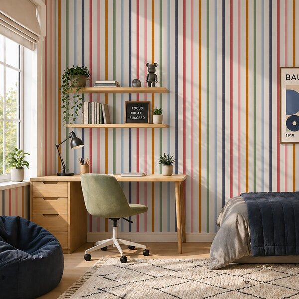 Tapety Jasne, wielobarwne paski na jasnym tle, Tapety Geometryczne, Tapety w paski, a01184 : Uwalls.pl