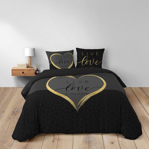 Czarna bawełniana pościel dwuosobowa 200x200 cm Crazy Love – douceur d'intérieur