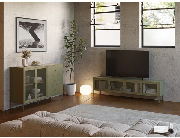 Zielona metalowa komoda 140x90x40 cm Fayna – Marckeric